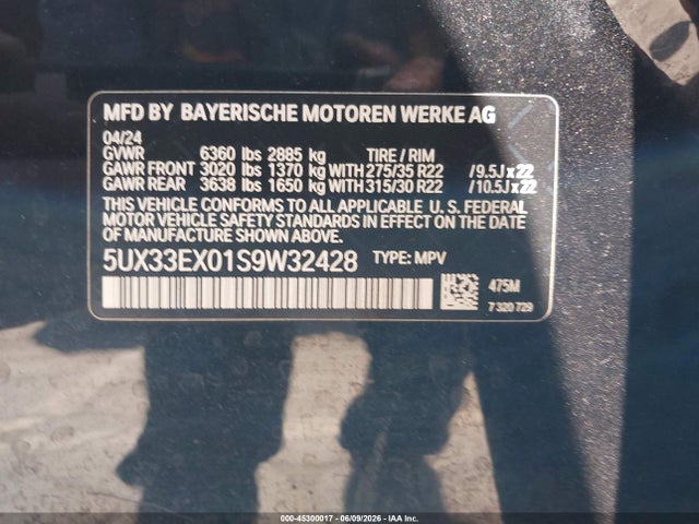 Aukcja sprzedaży 2025 Bmw X6 Xdrive40i, vin: 5UX33EX01S9W32428, numer aukcji: 45300017
