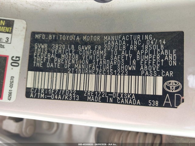 Toyota Corolla S 2014 2T1BURHE7EC151223 Image 9