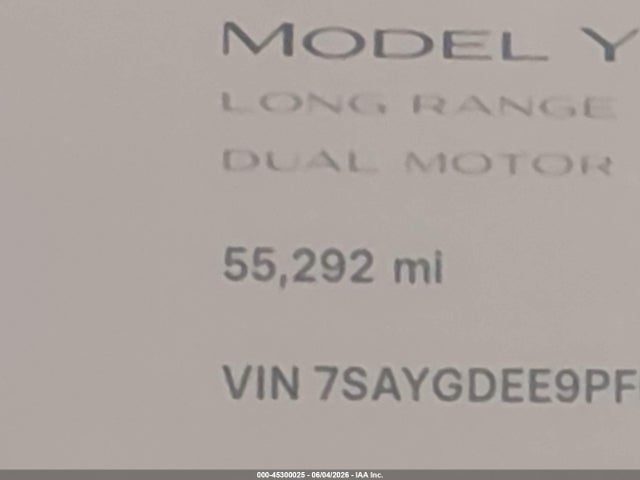 Продаж на аукціоні авто 2023 Tesla Model Y Awd/long Range Dual Motor All-wheel Drive, vin: 7SAYGDEE9PF632780, номер лоту: 45300025