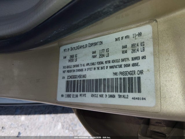 Продаж на аукціоні авто 2001 Chrysler 300m, vin: 2C3AE66G61H581003, номер лоту: 45300044