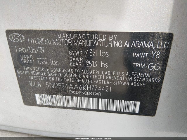 Hyundai SONATA ECO 2019 5NPE24AA6KH774421 Image 9