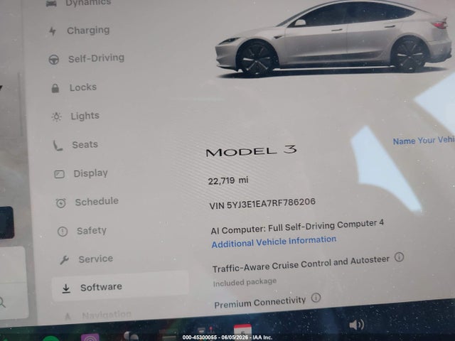 Aukcja sprzedaży 2024 Tesla Model 3 Long Range Dual Motor All-wheel Drive/rear-wheel Drive, vin: 5YJ3E1EA7RF786206, numer aukcji: 45300055