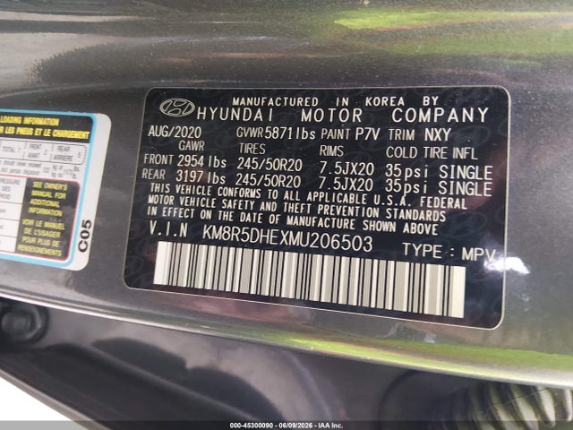 2021 Hyundai Palisade Limited მანქანა იყიდება აუქციონზე, vin: KM8R5DHEXMU206503, აუქციონის ნომერი: 45300090