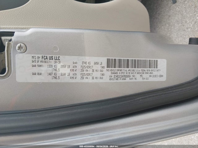 Aukcja sprzedaży 2019 Dodge Grand Caravan Sxt, vin: 2C4RDGCGXKR565054, numer aukcji: 45300094