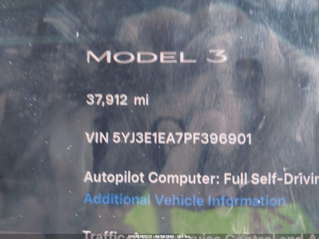 2023 Tesla Model 3 Rear-wheel Drive მანქანა იყიდება აუქციონზე, vin: 5YJ3E1EA7PF396901, აუქციონის ნომერი: 45300131