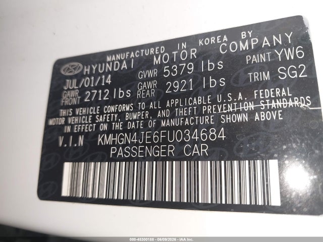 Hyundai Genesis 3.8 2015 KMHGN4JE6FU034684 Image 9
