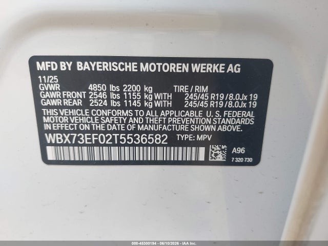 Продаж на аукціоні авто 2026 Bmw X1 Xdrive28i, vin: WBX73EF02T5536582, номер лоту: 45300194