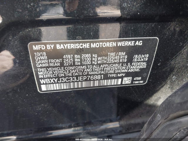 Aukcja sprzedaży 2018 Bmw X2 Sdrive28i, vin: WBXYJ3C33JEP76881, numer aukcji: 45300222