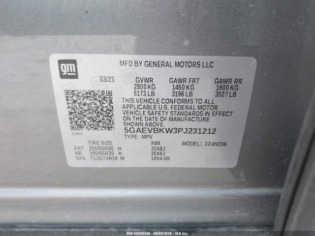 45300246 :رقم المزاد ، 5GAEVBKW3PJ231212 vin ، 2023 Buick Enclave Premium Awd مزاد بيع