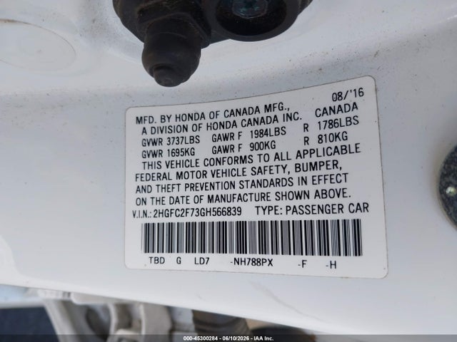 Honda CIVIC EX 2016 2HGFC2F73GH566839 Image 9