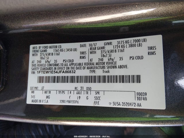1FTEW1E54JFA86832 Ford F-150 Xlt