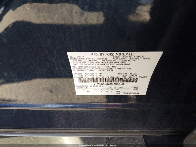 Ford FLEX SEL 2017 2FMGK5C8XHBA05400 Image 9