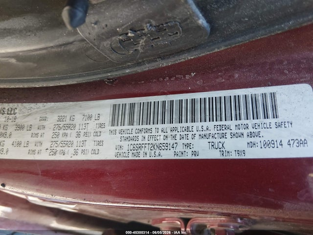 1C6SRFFT2KN659147 RAM 1500 Big Horn/lone Star 4x4 5&#039;7 Box