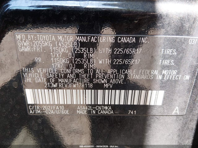 Toyota Rav4 Xle 2015 2T3WFREV3FW178118 Image 9