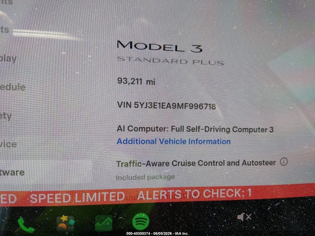 Tesla Model 3 Standard Range Plus Rear-wheel Drive 2021 5YJ3E1EA9MF996718 Image 15