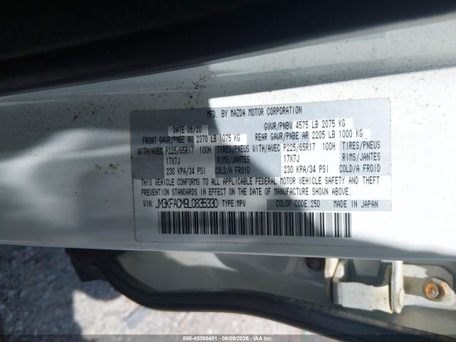 Aukcja sprzedaży 2020 Mazda Cx-5 Touring, vin: JM3KFACM9L0835330, numer aukcji: 45300401