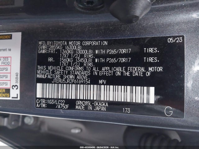 JTERU5JR2P6169154 Toyota 4runner Trd Off Road Premium