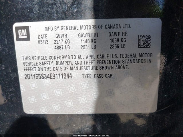 Chevrolet IMPALA 2LZ 2014 2G1155S34E9111344 Image 9