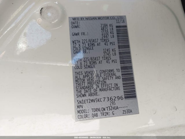 5N1ET2MV5KC736296 Nissan Rogue Hybrid Sv