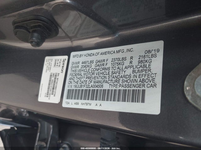 2020 Acura Tlx Standard მანქანა იყიდება აუქციონზე, vin: 19UUB1F32LA004506, აუქციონის ნომერი: 45300508
