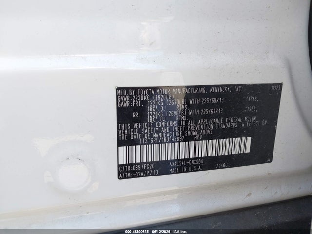 4T3T6RFV1RU145897 Toyota Rav4 Hybrid Se