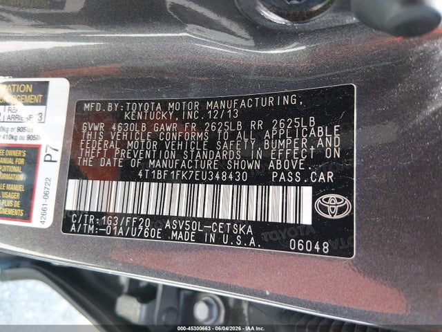 Toyota CAMRY SE 2014 4T1BF1FK7EU348430 Image 9