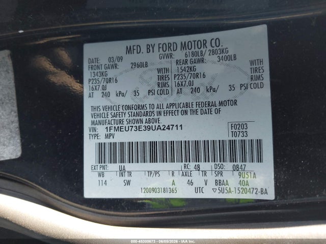 Aukcja sprzedaży 2009 Ford Explorer Xlt, vin: 1FMEU73E39UA24711, numer aukcji: 45300673