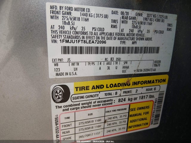 Ford Expedition Xl 2020 1FMJU1FT8LEA72096 Image 9