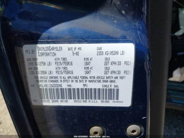 Aukcja sprzedaży 2002 Jeep Liberty Sport, vin: 1J4GL48112W333246, numer aukcji: 45300695
