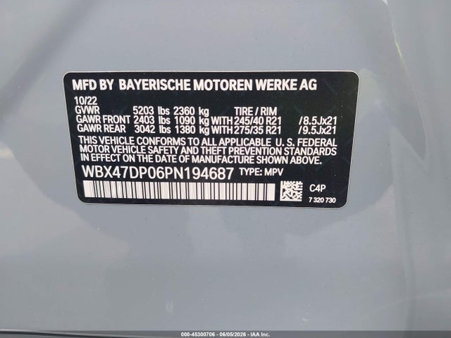 2023 Bmw X3 Sdrive30i მანქანა იყიდება აუქციონზე, vin: WBX47DP06PN194687, აუქციონის ნომერი: 45300706