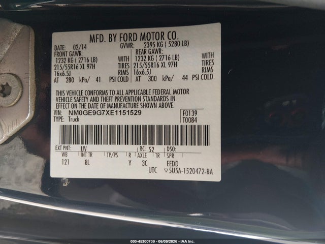 Продажа на аукционе авто 2014 Ford Transit Connect Titanium, vin: NM0GE9G7XE1151529, номер лота: 45300709