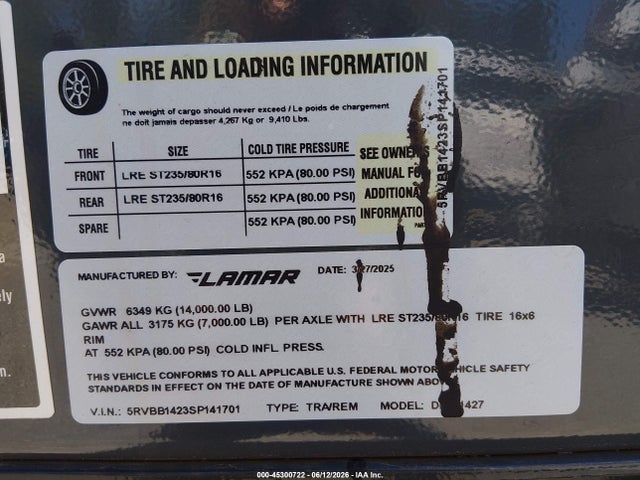 Lamar Dump Trailer 2025 5RVBB1423SP141701 Image 9