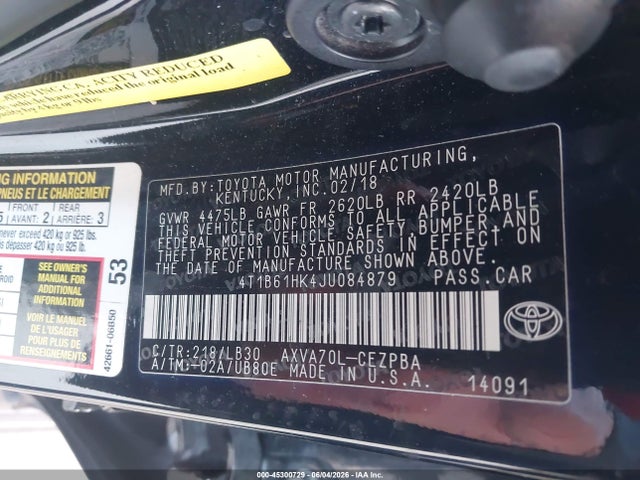 4T1B61HK4JU084879 Toyota CAMRY XSE