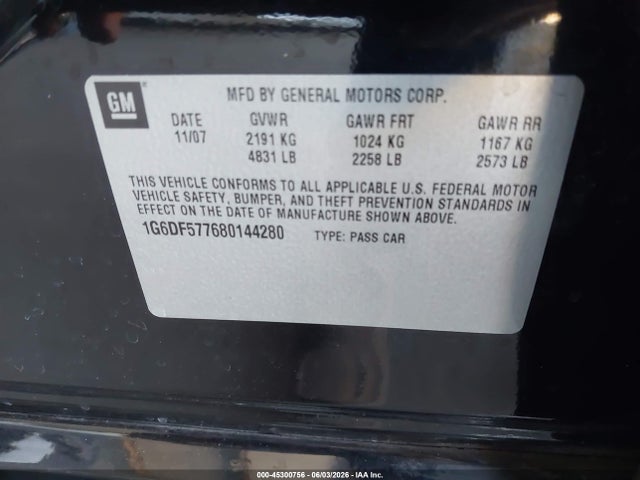Продажа на аукционе авто 2008 Cadillac Cts Standard, vin: 1G6DF577680144280, номер лота: 45300756