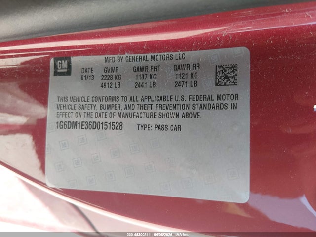 Продаж на аукціоні авто 2013 Cadillac Cts Performance, vin: 1G6DM1E36D0151528, номер лоту: 45300811