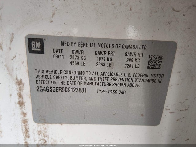 Продажа на аукционе авто 2012 Buick Regal Premium 1, vin: 2G4GS5ER9C9123881, номер лота: 45300841