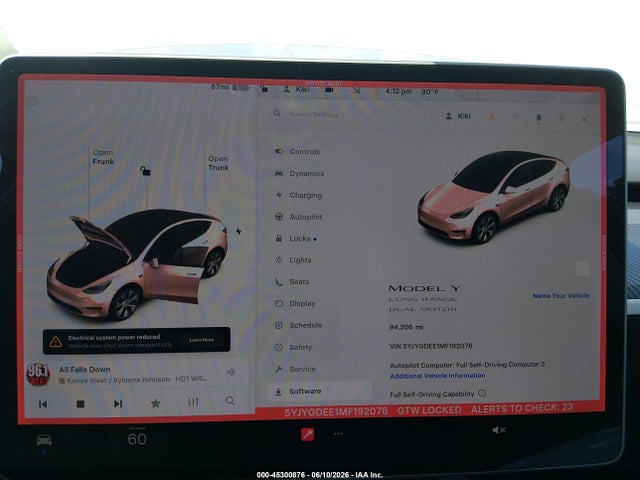 Aukcja sprzedaży 2021 Tesla Model Y Long Range Dual Motor All-wheel Drive, vin: 5YJYGDEE1MF192076, numer aukcji: 45300876