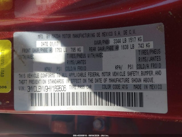 Toyota YARIS IA 2017 3MYDLBYV9HY169506 Image 9
