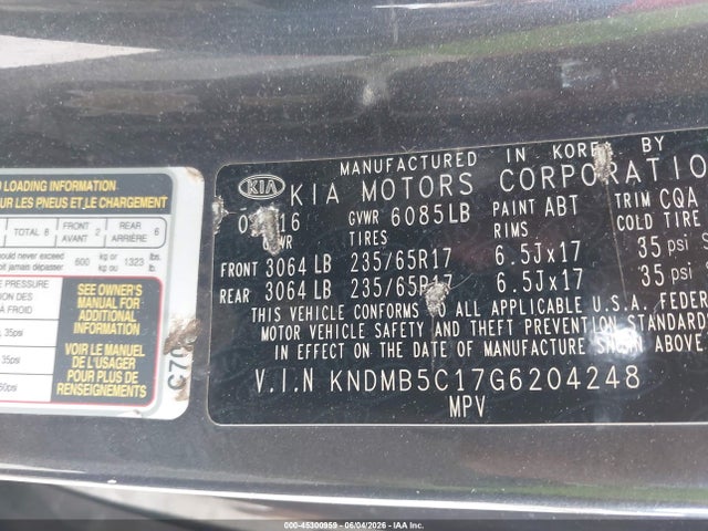 Продаж на аукціоні авто 2016 Kia Sedona Lx, vin: KNDMB5C17G6204248, номер лоту: 45300959