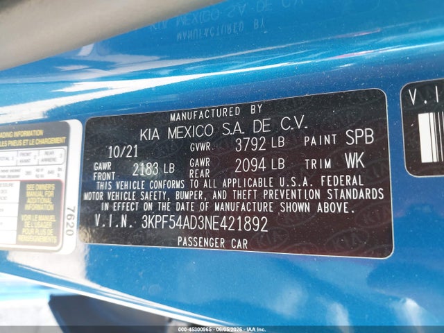 KIA Forte Gt-line 2022 3KPF54AD3NE421892 Image 9