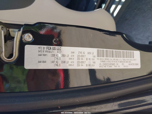 Aukcja sprzedaży 2017 Dodge Grand Caravan Sxt, vin: 2C4RDGCG1HR760825, numer aukcji: 45300995