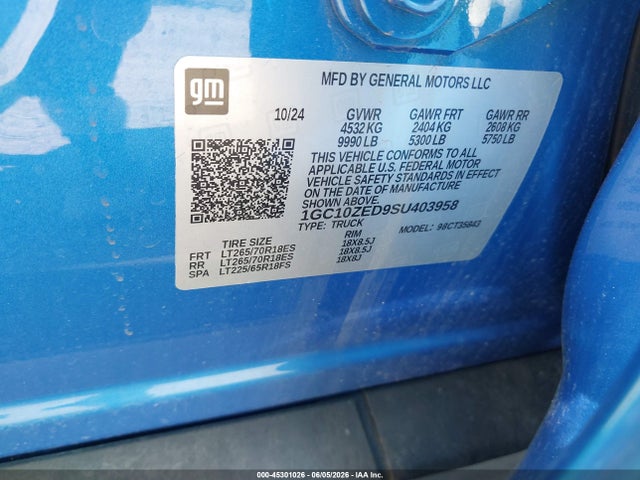 1GC10ZED9SU403958 Chevrolet Silverado Ev Lt