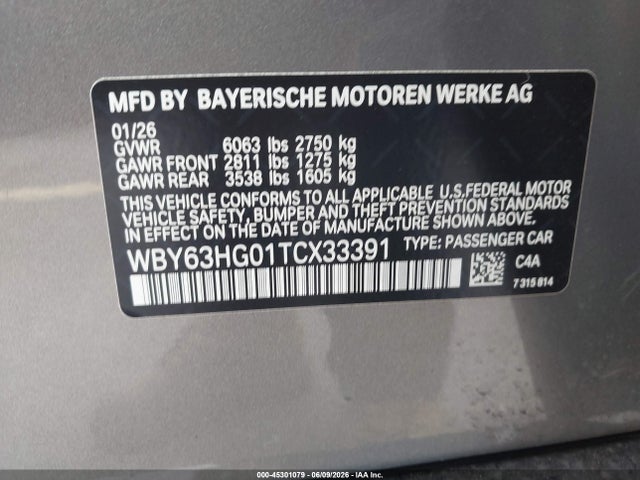 Продаж на аукціоні авто 2026 Bmw I5 Edrive40, vin: WBY63HG01TCX33391, номер лоту: 45301079