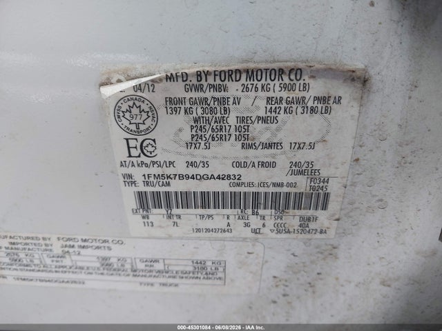 Aukcja sprzedaży 2013 Ford Explorer, vin: 1FM5K7B94DGA42832, numer aukcji: 45301084