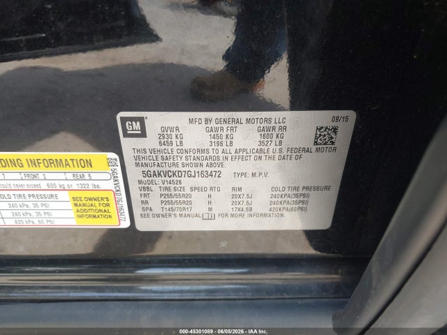 Продажа на аукционе авто 2016 Buick Enclave Premium, vin: 5GAKVCKD7GJ163472, номер лота: 45301089
