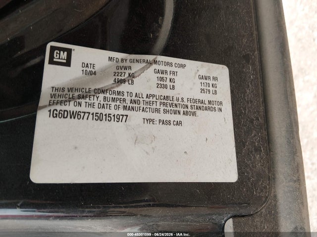 Aukcja sprzedaży 2005 Cadillac Sts V6, vin: 1G6DW677150151977, numer aukcji: 45301099