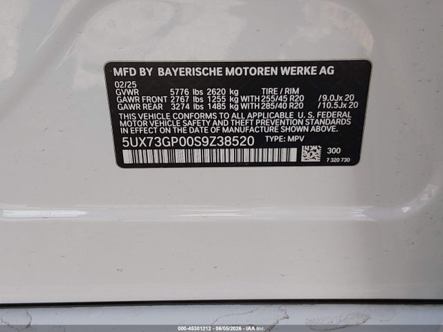 Aukcja sprzedaży 2025 Bmw X3 M50 Xdrive, vin: 5UX73GP00S9Z38520, numer aukcji: 45301212