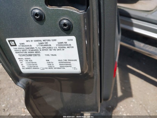 Aukcja sprzedaży 2006 Chevrolet Silverado 2500hd Lt1, vin: 1GCHK23U66F230722, numer aukcji: 45301251