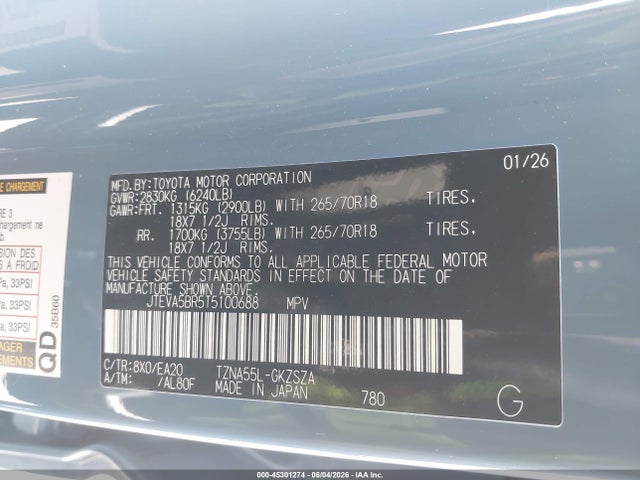 Toyota 4runner Trd Off Road Premium 2026 JTEVA5BR5T5100688 Image 9