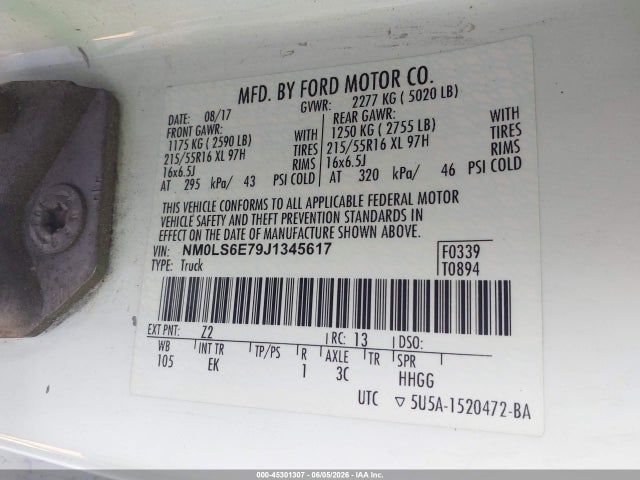 Aukcja sprzedaży 2018 Ford Transit Connect Xl, vin: NM0LS6E79J1345617, numer aukcji: 45301307